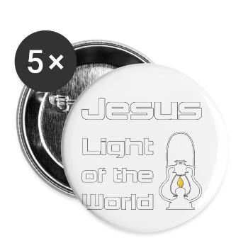 Christian Design Jesus Light of the World - Buttons small 1''/25 mm (5-pack) - white - Front