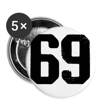 69 Zahl Trikot - Buttons klein 25 mm (5er Pack) - Weiß - Vorne