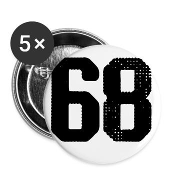68 Zahl Trikot - Buttons klein 25 mm (5er Pack) - Weiß - Vorne