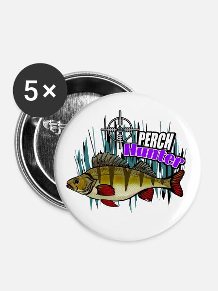 Barschjäger - Buttons klein 25 mm (5er Pack) - Weiß