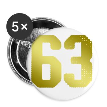 63 Zahl Trikot - Buttons klein 25 mm (5er Pack) - Weiß - Vorne