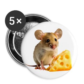 Mouse with cheese - Buttons small 1''/25 mm (5-pack) - white - Front
