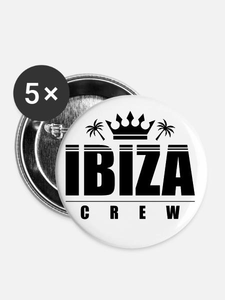 Ibiza Crew - Buttons klein 25 mm (5er Pack) - Weiß