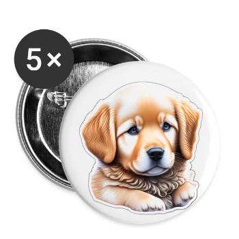 Cute cute golden retriever puppy - Buttons small 1''/25 mm (5-pack) - white - Front