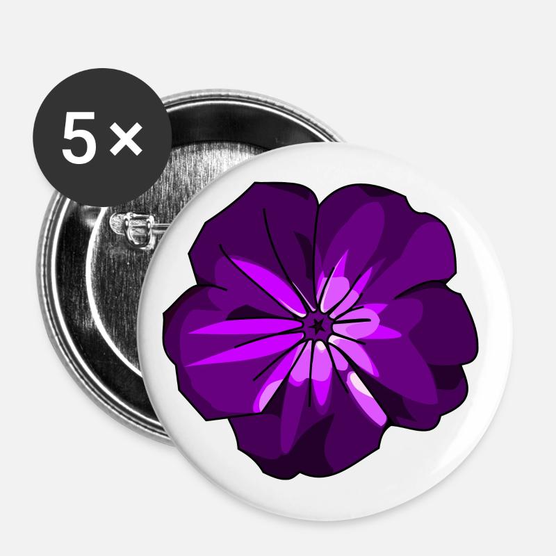 Purple blooming flower - Buttons small 1''/25 mm (5-pack) - white