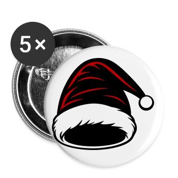 Chapeau de Père Noël chapeau - Lot de 5 petits badges (25 mm) - blanc - Devant