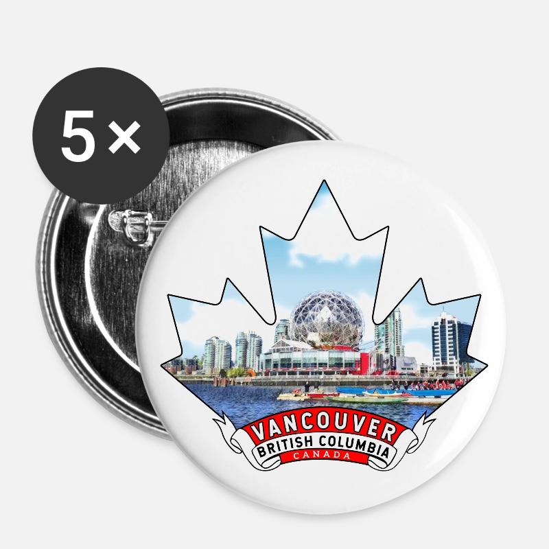 Vancouver, British Columbia Canada - Buttons small 1''/25 mm (5-pack) - white