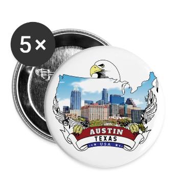 Austin, Texas, États-Unis Pygargue à tête blanche - Lot de 5 petits badges (25 mm) - blanc - Devant