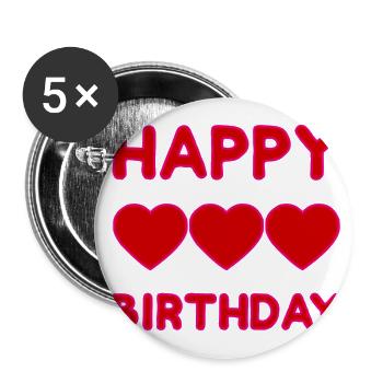 ALLES GUTE ZUM GEBURTSTAG - Buttons klein 25 mm (5er Pack) - Weiß - Vorne