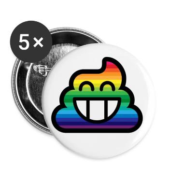 Emoticon Rainbow Poop Stinkfingers - Buttons klein 25 mm (5er Pack) - Weiß - Vorne