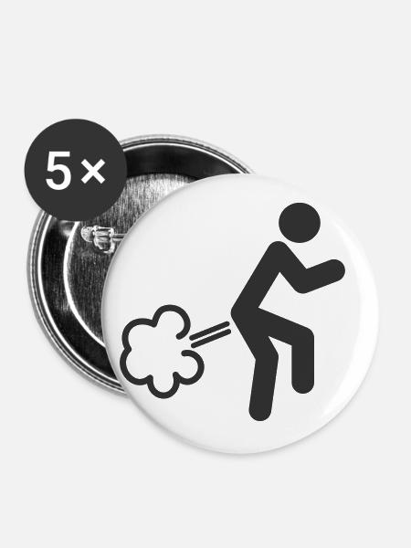 Furzende Person - Buttons klein 25 mm (5er Pack) - Weiß