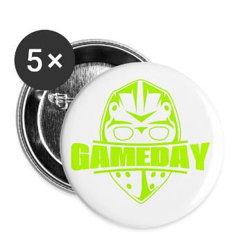 Eishockey Geschenk Trikot Pucks Torwart Maske Neon - Buttons klein 25 mm (5er Pack) - Weiß - Vorne
