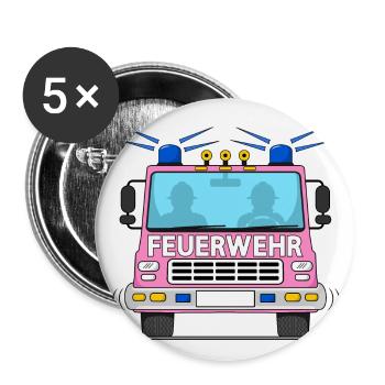 Fire engine in pink - Buttons small 1''/25 mm (5-pack) - white - Front