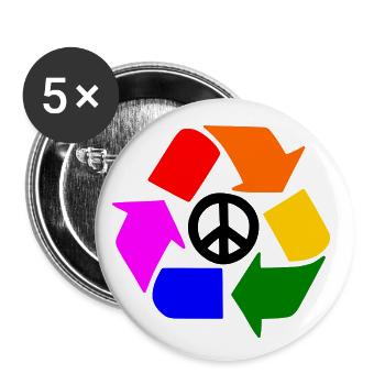 Signe de paix - Lot de 5 petits badges (25 mm) - blanc - Devant