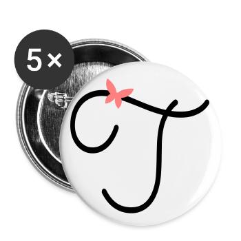 Buchstabe T Schmetterlingsbuchstabe - Buttons klein 25 mm (5er Pack) - Weiß - Vorne