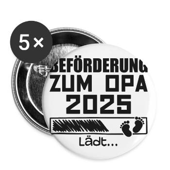 Beförderung zum Opa 2025 - Buttons klein 25 mm (5er Pack) - Weiß - Vorne