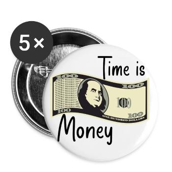Time is money - Buttons small 1''/25 mm (5-pack) - white - Front