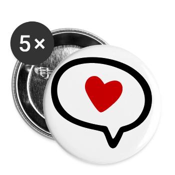 Sprechblase mit Herz - Buttons klein 25 mm (5er Pack) - Weiß - Vorne
