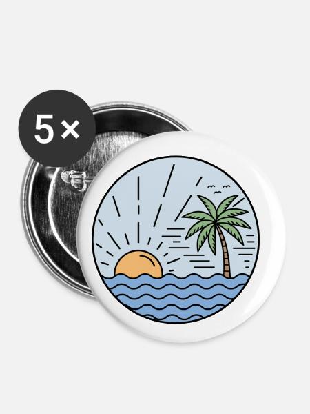 Sunset Circle - Buttons klein 25 mm (5er Pack) - Weiß
