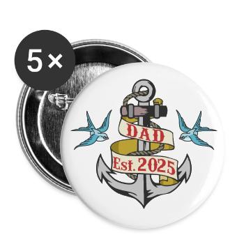 Anchor Dad 25 Dad Baby Dad 2025 Father's Day - Buttons small 1''/25 mm (5-pack) - white - Front