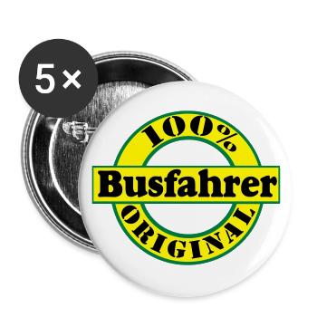 Busfahrer Bus Omnibus 100% Busfahrer Original(25) - Buttons klein 25 mm (5er Pack) - Weiß - Vorne