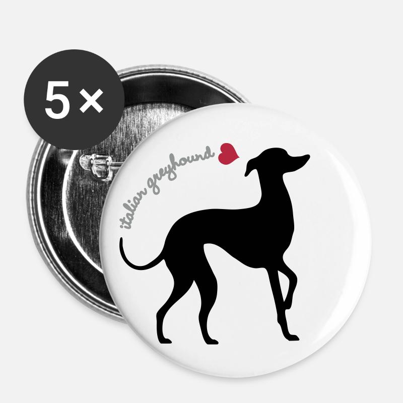Italian greyhound - Buttons klein 25 mm (5er Pack) - Weiß
