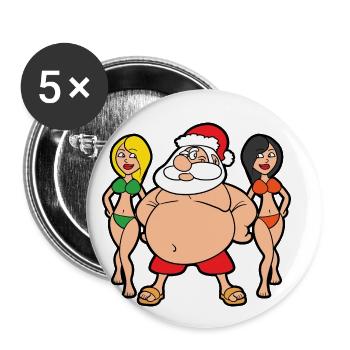 Santa Claus Christmas Santa - Buttons small 1''/25 mm (5-pack) - white - Front