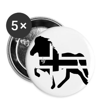 Icelandic Horse: Islandpferd Pferd Pony Merch - Buttons klein 25 mm (5er Pack) - Weiß - Vorne