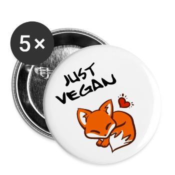 Just Vegan - Fox Geschenkidee Veganer Fuchs - Buttons klein 25 mm (5er Pack) - Weiß - Vorne