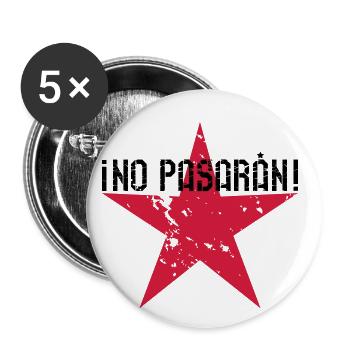 122 No Pasaran Spruch Stern - Buttons klein 25 mm (5er Pack) - Weiß - Vorne
