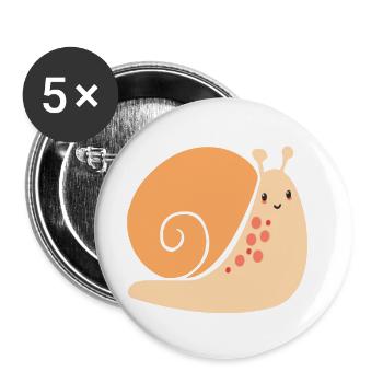 Schnecke - Buttons klein 25 mm (5er Pack) - Weiß - Vorne