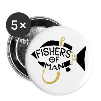 Fishers of man / Menschenfischer / Jesus - Fisch - Buttons klein 25 mm (5er Pack) - Weiß - Vorne