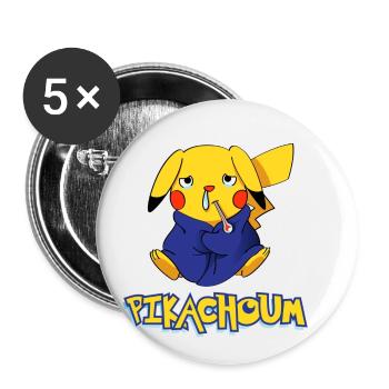 Pikachoum - Lot de 5 petits badges (25 mm) - blanc - Devant