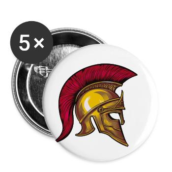symbole de casque spartiate - Lot de 5 petits badges (25 mm) - blanc - Devant