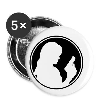 Woman pistol silhouette circle - Buttons small 1''/25 mm (5-pack) - white - Front