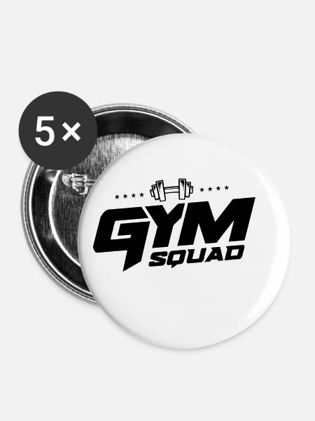 Gym Squad Team Fitness - Buttons klein 25 mm (5er Pack) - Weiß