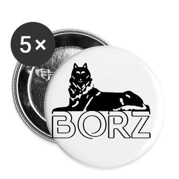 Chechen Borz with lettering black - Buttons small 1''/25 mm (5-pack) - white - Front