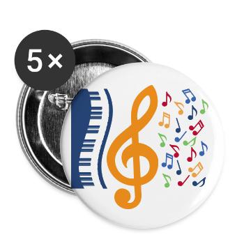 Cadeau de pianiste de piano d'orchestre de musicien de mélodie - Lot de 5 petits badges (25 mm) - blanc - Devant