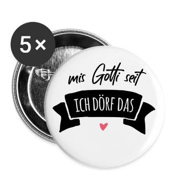 Babygeschenk Mein Gotti sagt ich darf das - Buttons klein 25 mm (5er Pack) - Weiß - Vorne