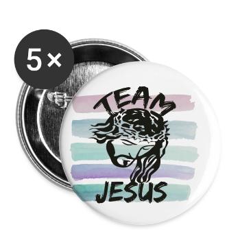 Team Jesus - Buttons klein 25 mm (5er Pack) - Weiß - Vorne