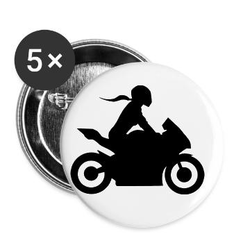 Motorradfahrerin Supersportler Frau Motorrad Bike - Buttons klein 25 mm (5er Pack) - Weiß - Vorne