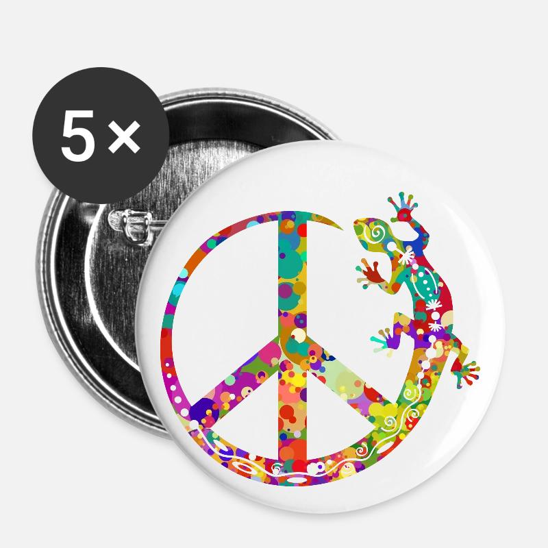 Symbol - Loving Peace Gecko Ornaments 2 - Buttons klein 25 mm (5er Pack) - Weiß