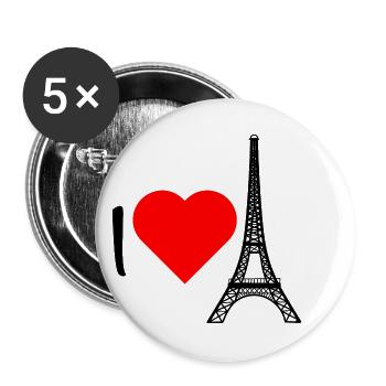 j'adore la Tour Eiffel - Lot de 5 petits badges (25 mm) - blanc - Devant