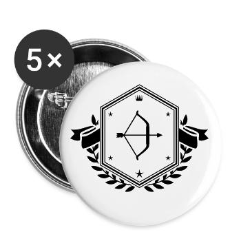 Pfeil und Bogen Wappen - Buttons klein 25 mm (5er Pack) - Weiß - Vorne