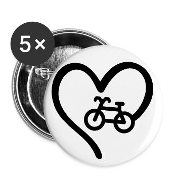Fahrrad Herz Fahrradfahrer Liebe - Buttons klein 25 mm (5er Pack) - Weiß - Vorne