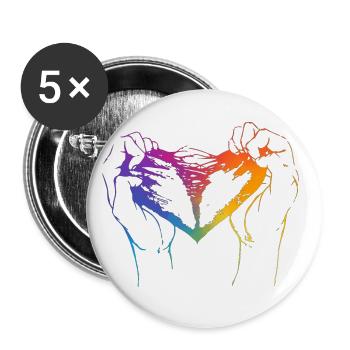 Cœur déchiré aux couleurs de l’arc-en-ciel pour la fierté - Lot de 5 petits badges (25 mm) - blanc - Devant