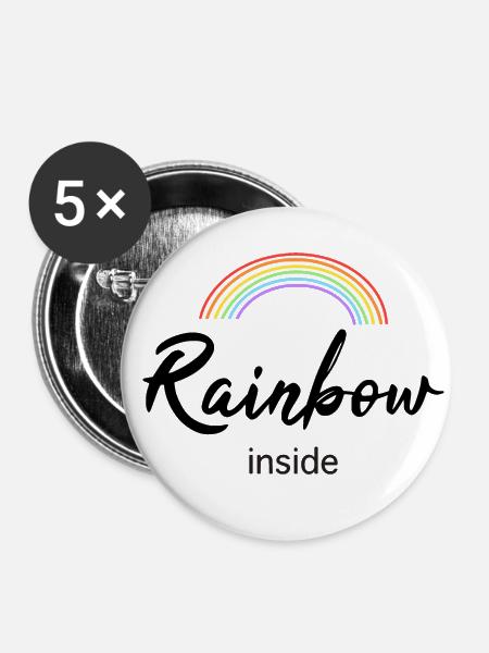 Rainbow inside - Buttons klein 25 mm (5er Pack) - Weiß