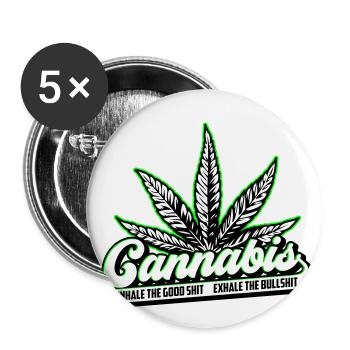 Les couleurs peuvent être modifiées | Cannanis Inhale Exhale - Lot de 5 petits badges (25 mm) - blanc - Devant