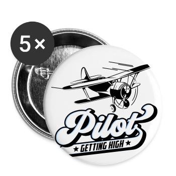 Fliegen Flieger Pilot Pilotin | Farben änderbar - Buttons klein 25 mm (5er Pack) - Weiß - Vorne