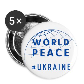 World Peace Symbol World Peace Ukraine Russia - Buttons small 1''/25 mm (5-pack) - white - Front